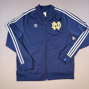 Notre Dame Fighting Irish Jacket Mens Large Blue White NCAA Adidas Team Track